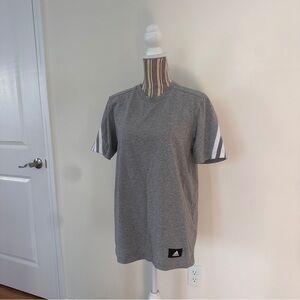 Adidas Men's Gray Tee with White Stripes